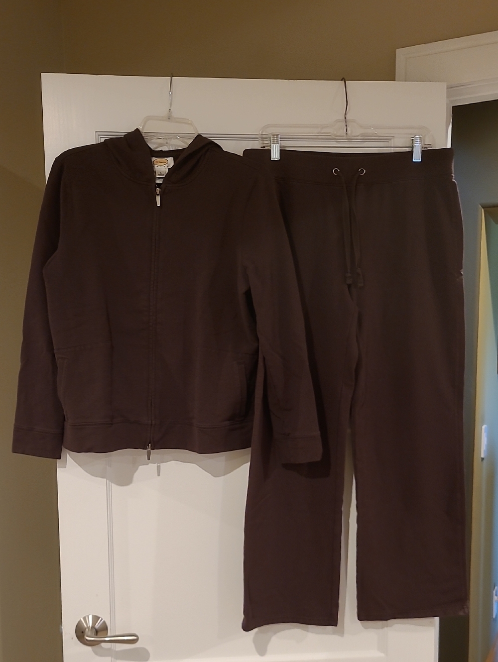 Talbots Chocolate Brown Zip Hoodie and Drawstring Pants Set